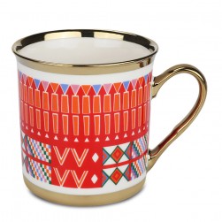 ALSANIDI, Al-Qatt Al-Asiri Porcelain tea and coffee mug, Al-Asiri cup, Red, capacity 330 ml