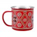 السنيدي، كوب غضار نقش نجدي، كوب قهوة للرحلات والسفر، احمر، سعة 750 مل