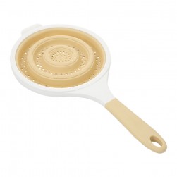 ALSANIDI, Foldable Silicone strainer, Rice, Vegetables and fruits strainer, White*Beige, Size 20 Cm