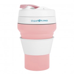 ALSANIDI, Silicone coffee and tea cup, Coffee cup for trips and travel, Pink, capacity 350 ml