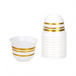 ALSANIDI, Plastic Arabic coffee cup, Arabic coffee mug, White, Set 26 pcs 2.5 OZ