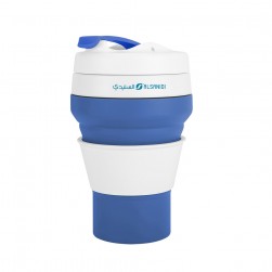 ALSANIDI, Silicone coffee and tea cup, Coffee cup for trips and travel, Blue, capacity 480 ml