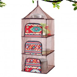 ALSANIDI, Hanging sheLves for food storage 3 Levels, Shelving units, Brown, Size 38*38*100 Cm