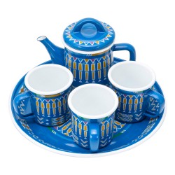 ALSANIDI, Al-Asiri tea and milk serving set, Blue, Set 5 pcs