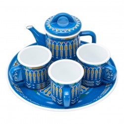 ALSANIDI, Al-Asiri tea and milk serving set, Blue, Set 5 pcs