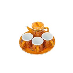 ALSANIDI, Al-Asiri tea and milk serving set, Yellow, Set 5 pcs