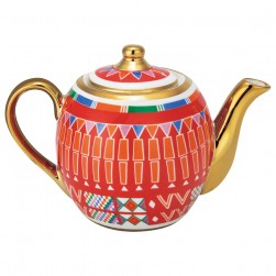 ALSANIDI, Porcelain teapot set, Red, Set 9 pcs