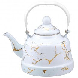 السنيدي، ابريق شاي غضار نقش مشجر، براد شاي، ابيض، سعة 2.5 لتر