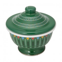 ALSANIDI, Al-Qatt Al-Asiri inscription bowel, bowel with Lid, Green, Size 14 Cm