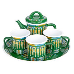 ALSANIDI, Al-Asiri tea and milk serving set, Green, Set 5 pcs