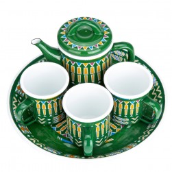 ALSANIDI, Al-Asiri tea and milk serving set, Green, Set 5 pcs