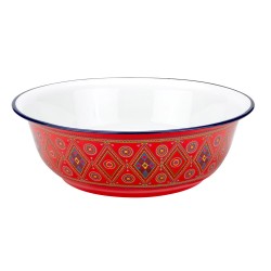 ALSANIDI, Najdi inscription Badia Pan, Salad bowel, Red, Size 35.5*11.4 Cm