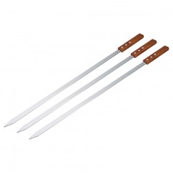 ALSANIDI, Stainless steel skewers for grilling, BBQ skewers, Silver, Set 3 Pcs Size 60 Cm