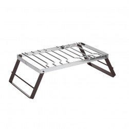 ALSANIDI, Portable Outdoor Burner Stand, Portable mini barbecue charcoal grill for picnics, Silver*Brown, Size 30*40 Cm