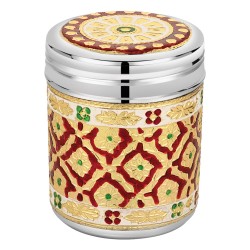 ALSANIDI, Indian Stainless steel Spices storage, Tea, coffee and sugar storage for trips, Red*Gold, capacity 300 ml