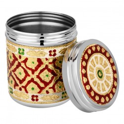 ALSANIDI, Indian Stainless steel Spices storage, Tea, coffee and sugar storage for trips, Red*Gold, capacity 300 ml