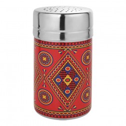 ALSANIDI, Najdi Inscription Steel Spices Storage, Tea, coffee and sugar storage for trips, Red, Size 7*12.5 Cm