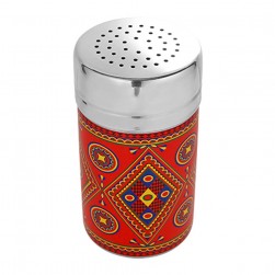 ALSANIDI, Najdi Inscription Steel Spices Storage, Tea, coffee and sugar storage for trips, Red, Size 7*12.5 Cm