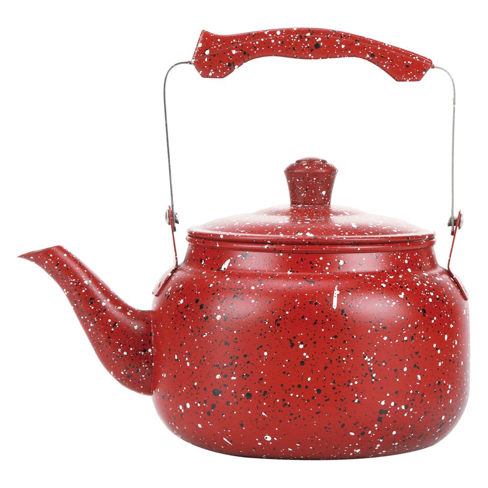 ALSANIDI, Ceramic coated tea pot, Stainless steel teapot, Red, capacity 1 L