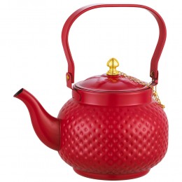السنيدي، ابريق شاي مطلي، ابريق شاي ستانلس ستيل، احمر، سعة 2 لتر