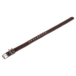 ALSANIDI, Leather Braided Collar, Brown, عرض 2.5 Cm