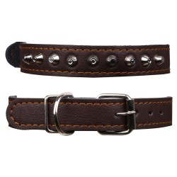 ALSANIDI, Leather Braided Collar, Brown, عرض 2.5 Cm