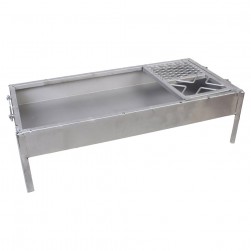 ALSANIDI, Charcoal grill for trips, Portable Charcoal Grill, Silver, Size 35 × 73 x 20 cm