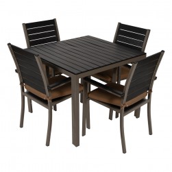 ALSANIDI, Garden table with 4 chairs, Foldable Table for Outdoor and Home Gardens, Gray, Size 91*91 Cm