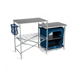 Kampa, Kitchen Utensil Shelf Unit, Foldable Table for Outdoor and Home Gardens, Blue, Size 80*49*121 Cm