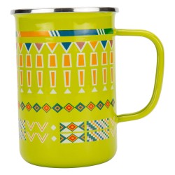 ALSANIDI, Al-Qatt Al-Asiri inscription cup, Coffee cup for trips and travel, Green, capacity 600 ml