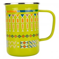 ALSANIDI, Al-Qatt Al-Asiri inscription cup, Coffee cup for trips and travel, Green, capacity 600 ml