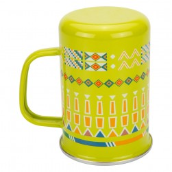 ALSANIDI, Al-Qatt Al-Asiri inscription cup, Coffee cup for trips and travel, Green, capacity 600 ml