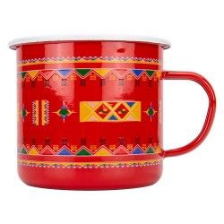 ALSANIDI, Al-Qatt Al-Asiri inscription cup, Coffee cup for trips and travel, Red, capacity 700 ml