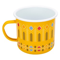 ALSANIDI, Al-Qatt Al-Asiri inscription cup, Coffee cup for trips and travel, Yellow, capacity 700 ml