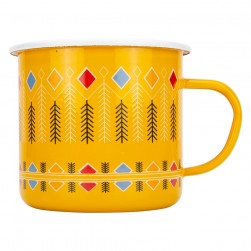 ALSANIDI, Al-Qatt Al-Asiri inscription cup, Coffee cup for trips and travel, Yellow, capacity 700 ml