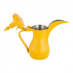 ALSANIDI, Raslan Indian Stainless steel Arabic Coffee Dallah, Raslan Dallah, Yellow, capacity 0.5 L