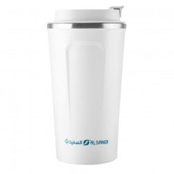 ALSANIDI, Stainless steel tea and coffee mug, Coffee cup for trips and travel, White, capacity 510 ml