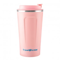 ALSANIDI, Stainless steel tea and coffee mug, Coffee cup for trips and travel, Pink, capacity 510 ml