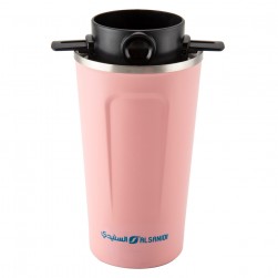 ALSANIDI, Stainless steel tea and coffee mug, Coffee cup for trips and travel, Pink, capacity 510 ml