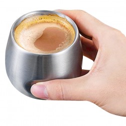 ALSANIDI, Stainless steel tea and coffee mug, Coffee cup for trips and travel, Silver, capacity 150 ml