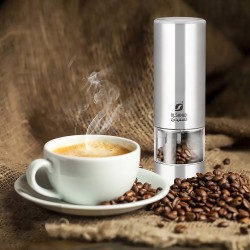 ALSANIDI, electric coffee grinder, Small Coffee grinder for trips, Silver, Size 5.5*5.5*22 Cm