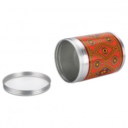 ALSANIDI, Najdi engraving aluminum spice box, Tea, coffee and sugar storage for trips, Silver, capacity 2000 ml