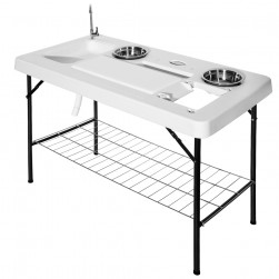 ALSANIDI, Camping Table with Basin, Camping Table, White, Size126*65*94.5Cm