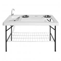 ALSANIDI, Camping Table with Basin, Camping Table, White, Size126*65*94.5Cm