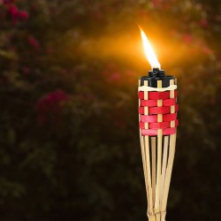 ALSANIDI, Bamboo Camp Lighting Torch, Bamboo wicker Lamp, Red, Size 90 Cm