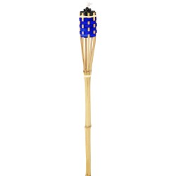 ALSANIDI, Bamboo Camp Lighting Torch, Bamboo wicker Lamp, Blue, Size 90 Cm