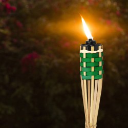 ALSANIDI, Bamboo Camp Lighting Torch, Bamboo wicker Lamp, Green, Size 90 Cm