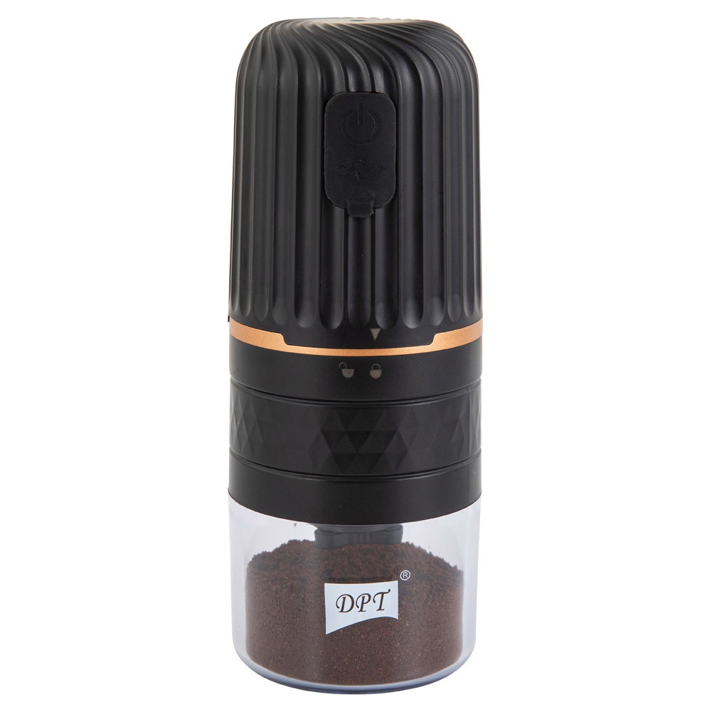 DPT, electric coffee grinder, Small Coffee grinder for trips, Black, capacity 180ml Size 7.5*7.5*20 Cm