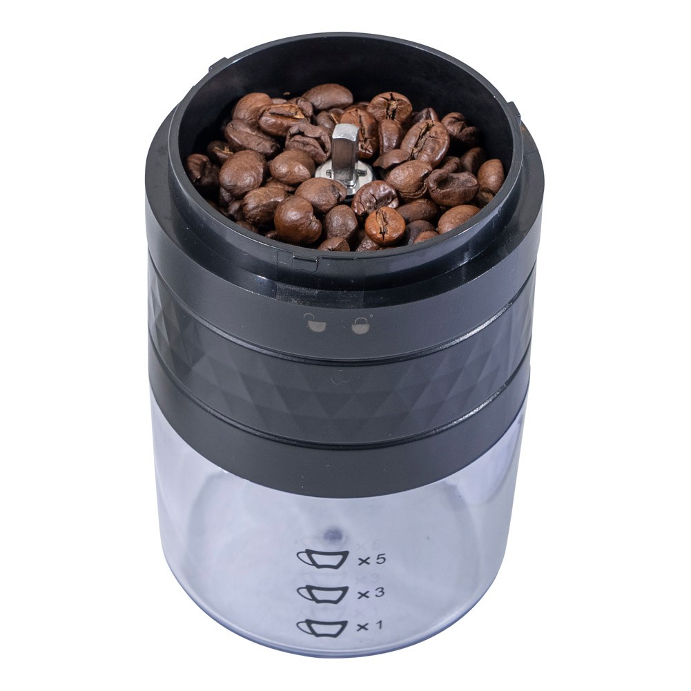 DPT, electric coffee grinder, Small Coffee grinder for trips, Black, capacity 180ml Size 7.5*7.5*20 Cm