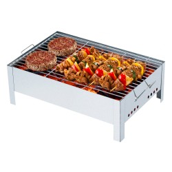 ALSANIDI, Charcoal grill for trips, Portable Charcoal Grill, Silver, Size 30*40 Cm